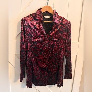 Preston & York Dark Fushia and Black Floral Blouse Medium